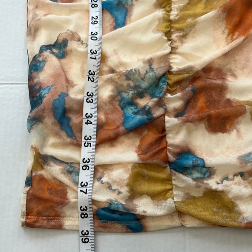 Y2K Abstract Mesh Ruched Bodycon Dress Small Sheer Layered Artsy Indie Ethereal - Picture 5 of 8